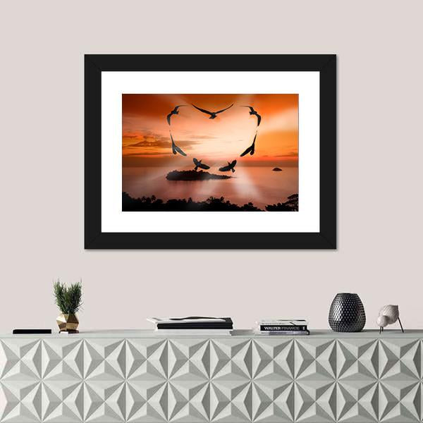 Valentine Bird Canvas Wall Art-1 Piece-Framed Print-30" x 20"-Tiaracle