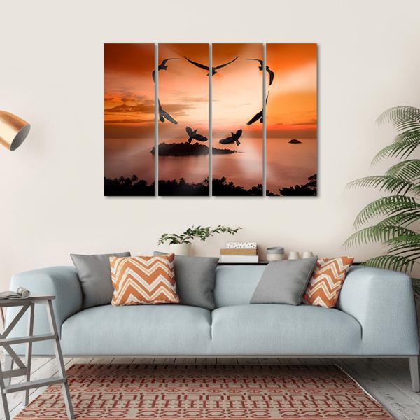 Valentine Bird Canvas Wall Art-4 Horizontal-Gallery Wrap-34" x 24"-Tiaracle