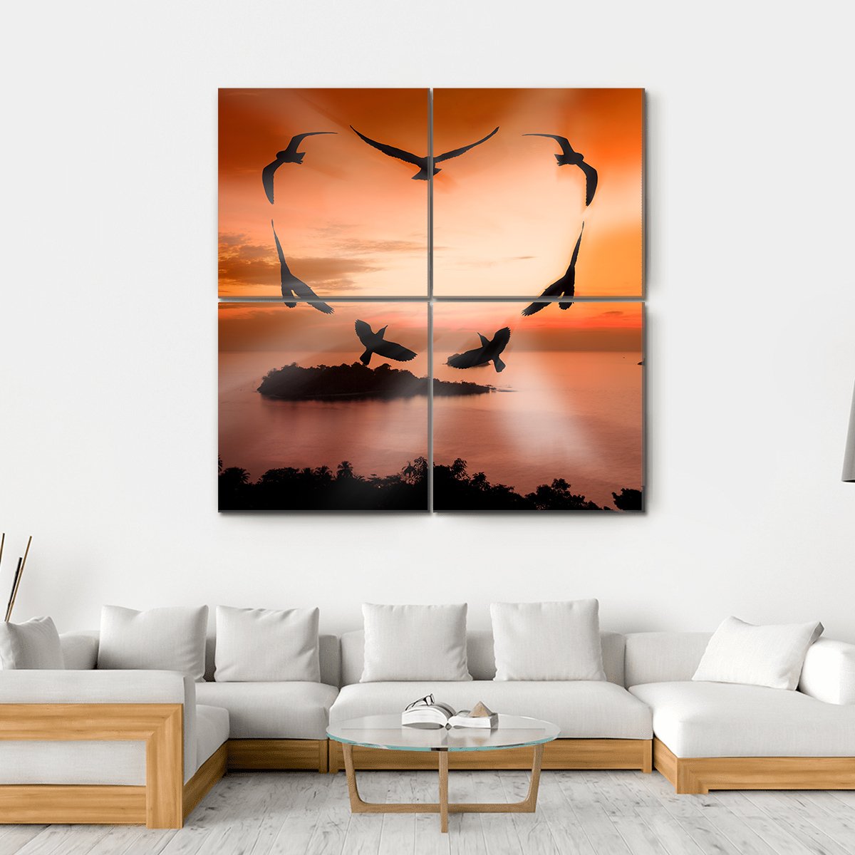 Valentine Bird Canvas Wall Art-4 Square-Gallery Wrap-17" x 17"-Tiaracle