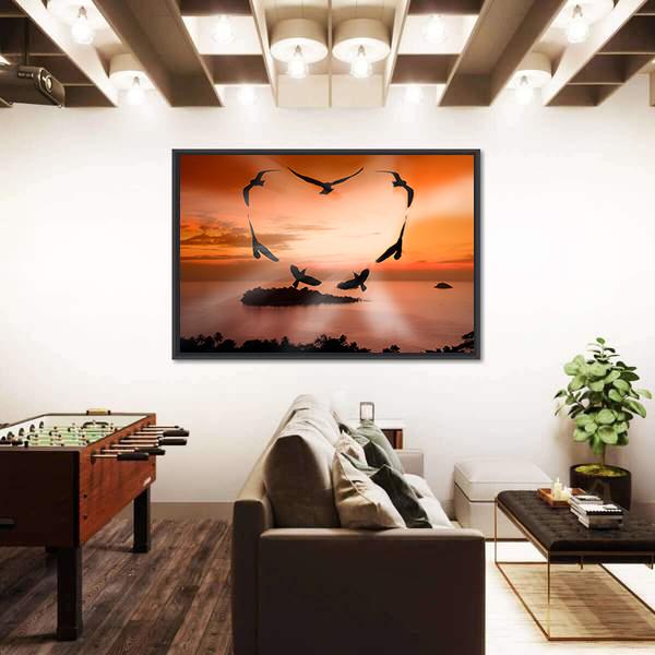 Valentine Bird Canvas Wall Art-3 Horizontal-Gallery Wrap-25" x 16"-Tiaracle