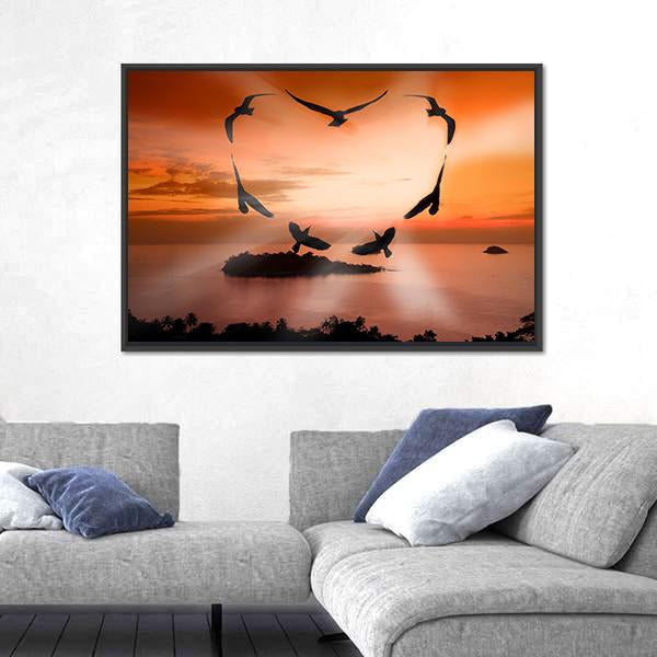 Valentine Bird Canvas Wall Art-3 Horizontal-Gallery Wrap-25" x 16"-Tiaracle