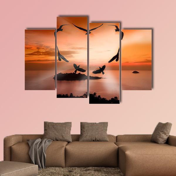 Valentine Bird Canvas Wall Art-4 Pop-Gallery Wrap-50" x 32"-Tiaracle