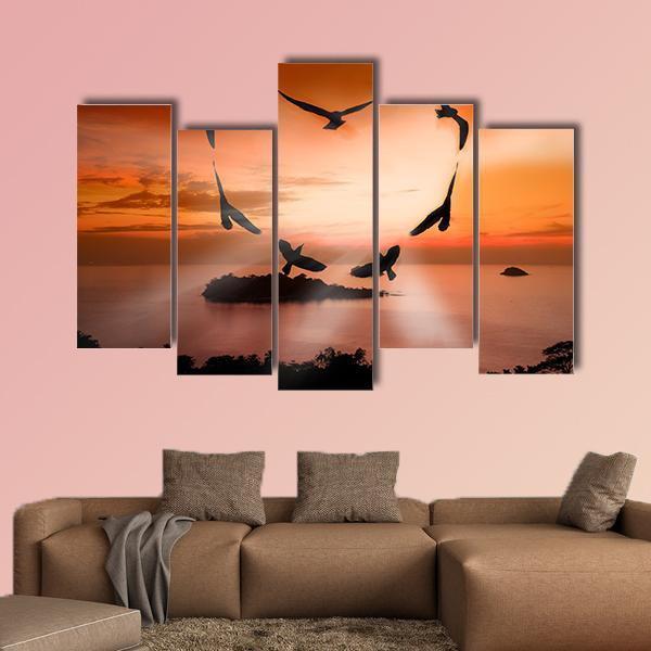 Valentine Bird Canvas Wall Art-5 Pop-Gallery Wrap-47" x 32"-Tiaracle