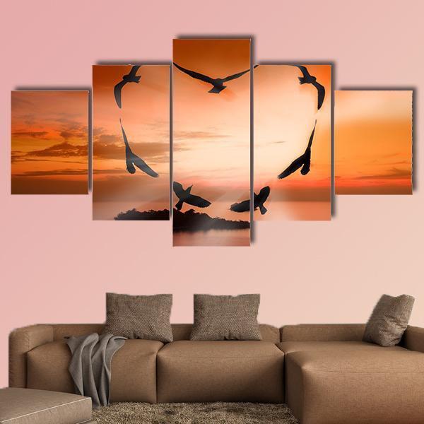 Valentine Bird Canvas Wall Art-5 Star-Gallery Wrap-62" x 32"-Tiaracle