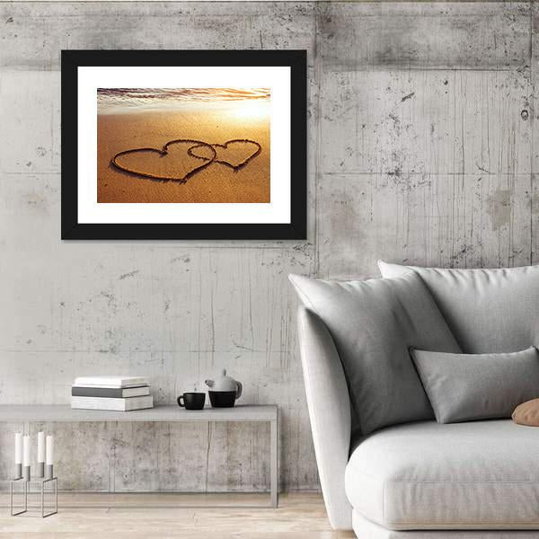 Valentine's Day Greetings On Sand Panoramic Canvas Wall Art-1 Piece-36" x 12"-Tiaracle