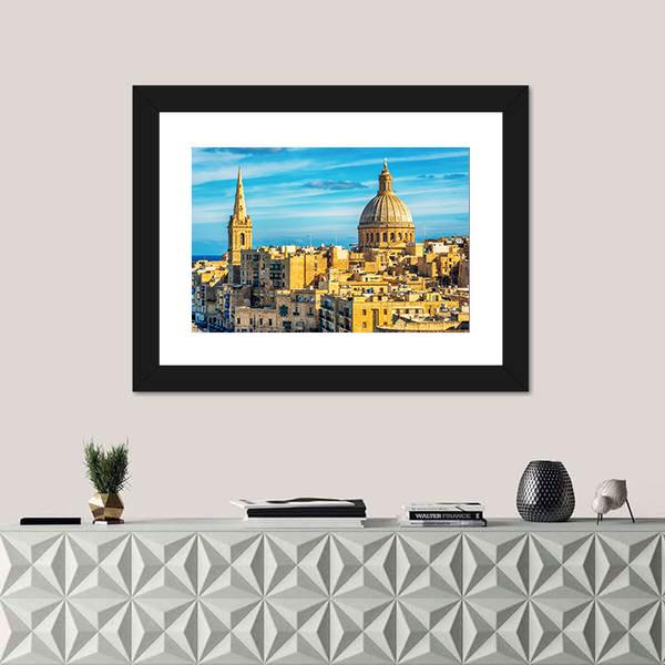 Valletta Malta View Canvas Wall Art-1 Piece-Framed Print-20" x 16"-Tiaracle