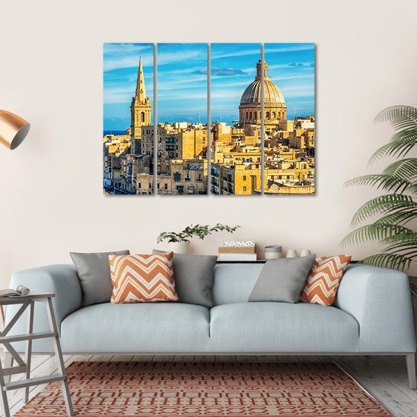 Valletta Malta View Canvas Wall Art-4 Horizontal-Gallery Wrap-34" x 24"-Tiaracle