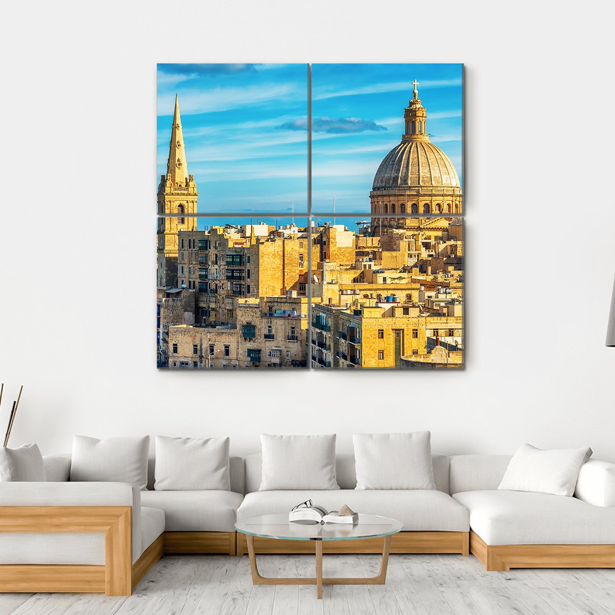 Valletta Malta View Canvas Wall Art-4 Square-Gallery Wrap-17" x 17"-Tiaracle