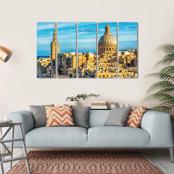 Valletta Malta View Canvas Wall Art-5 Horizontal-Gallery Wrap-22" x 12"-Tiaracle