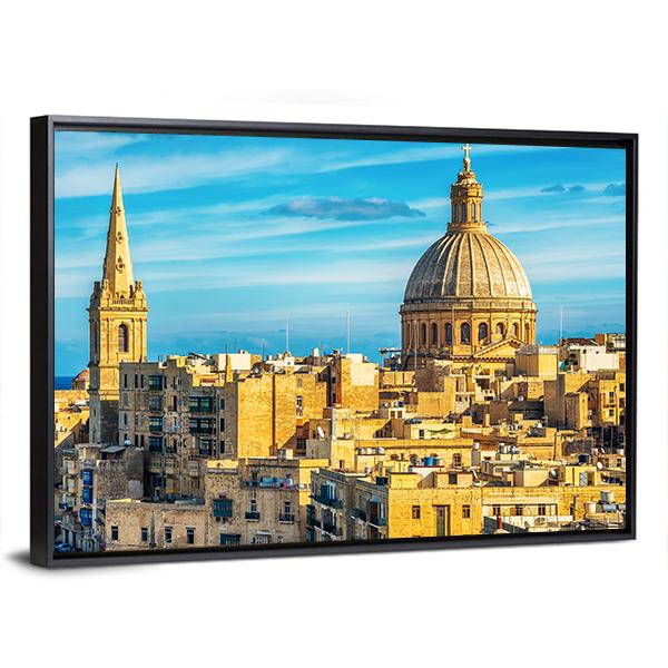 Valletta Malta View Canvas Wall Art-3 Horizontal-Gallery Wrap-25" x 16"-Tiaracle