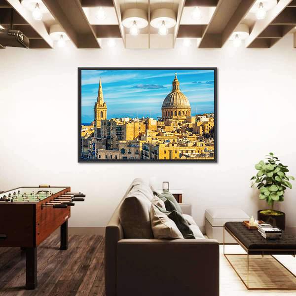 Valletta Malta View Canvas Wall Art-3 Horizontal-Gallery Wrap-25" x 16"-Tiaracle