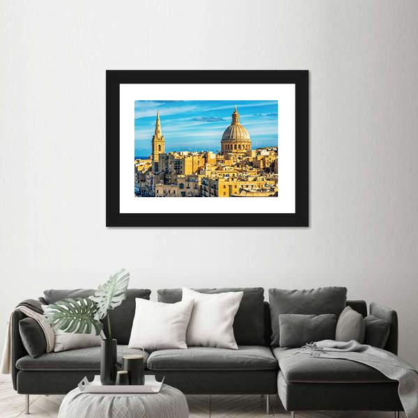 Valletta Malta View Canvas Wall Art-3 Horizontal-Gallery Wrap-25" x 16"-Tiaracle