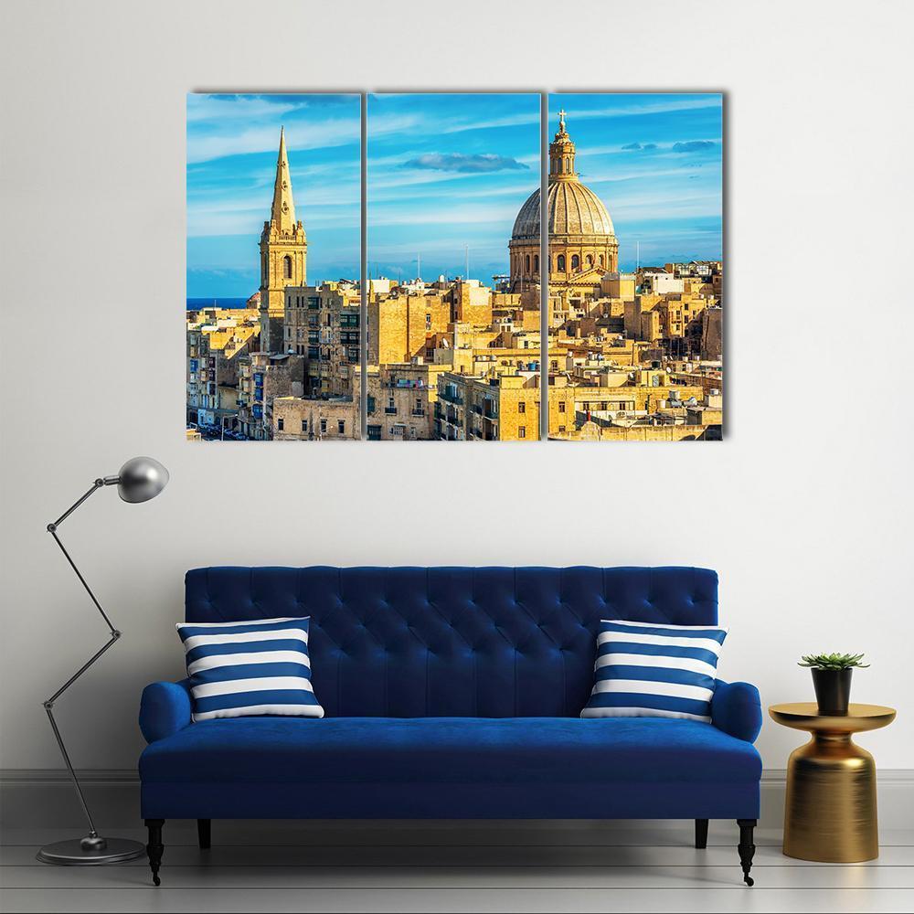Valletta Malta View Canvas Wall Art-3 Horizontal-Gallery Wrap-37" x 24"-Tiaracle