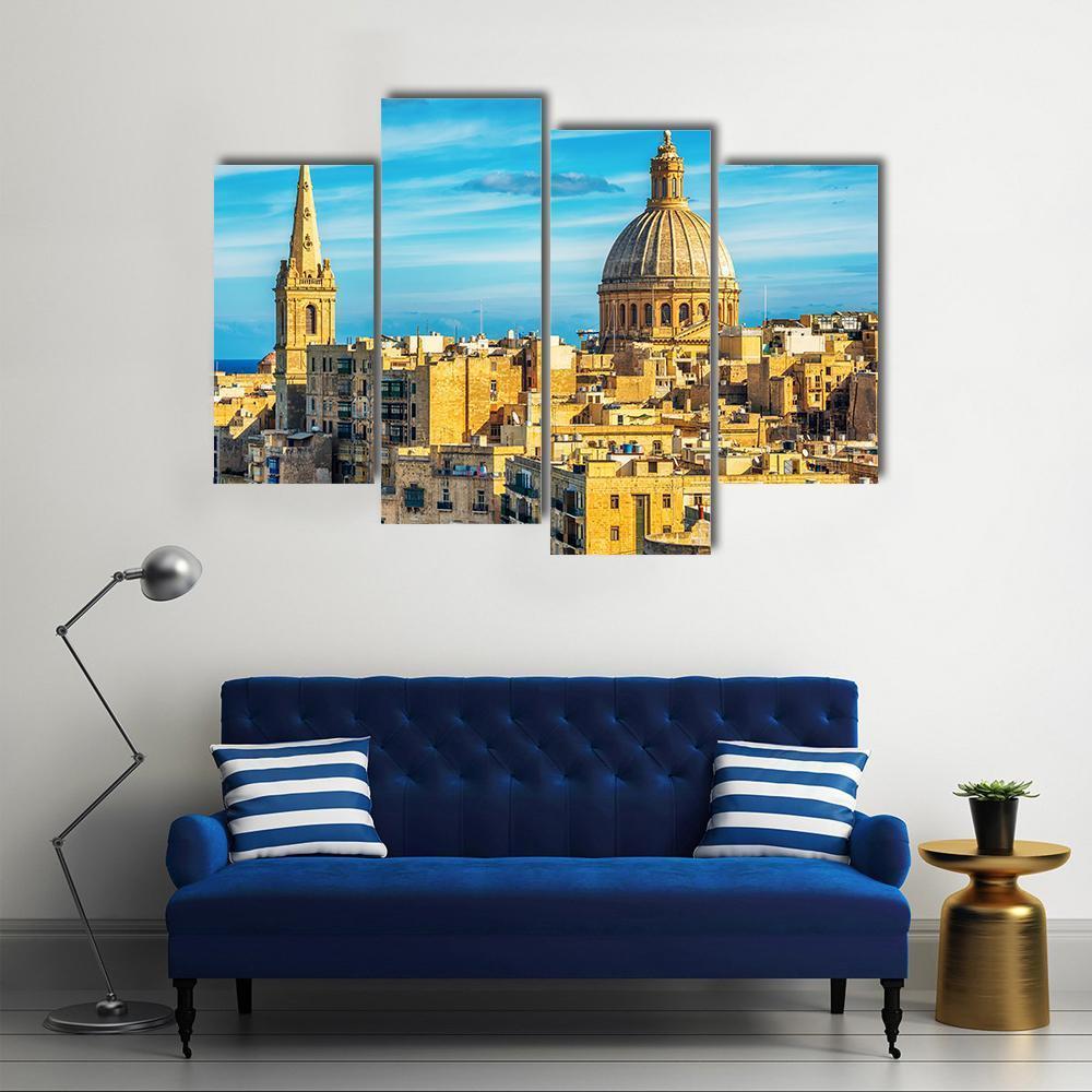 Valletta Malta View Canvas Wall Art-4 Pop-Gallery Wrap-50" x 32"-Tiaracle
