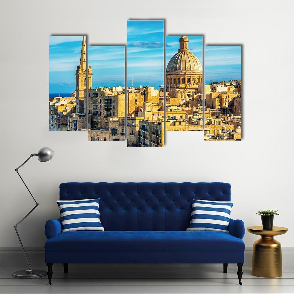 Valletta Malta View Canvas Wall Art-5 Pop-Gallery Wrap-47" x 32"-Tiaracle