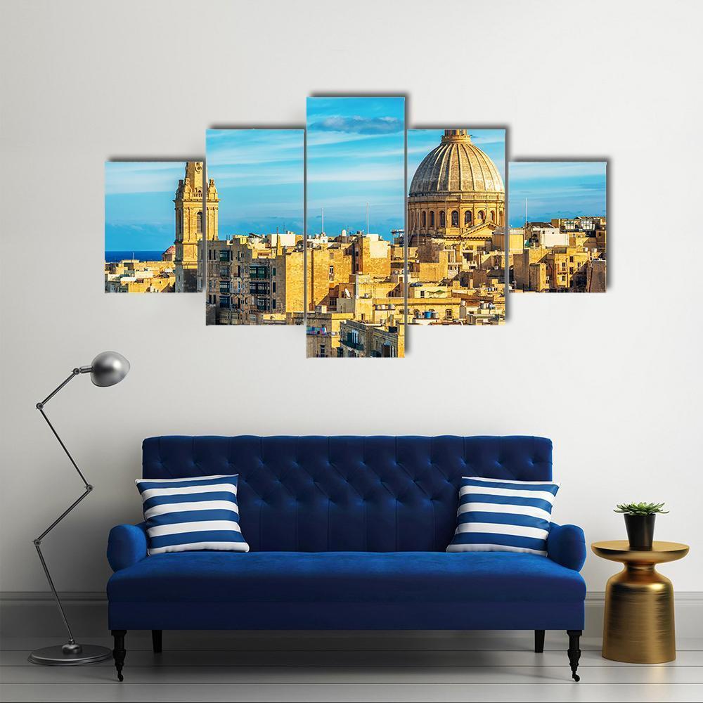 Valletta Malta View Canvas Wall Art-5 Star-Gallery Wrap-62" x 32"-Tiaracle