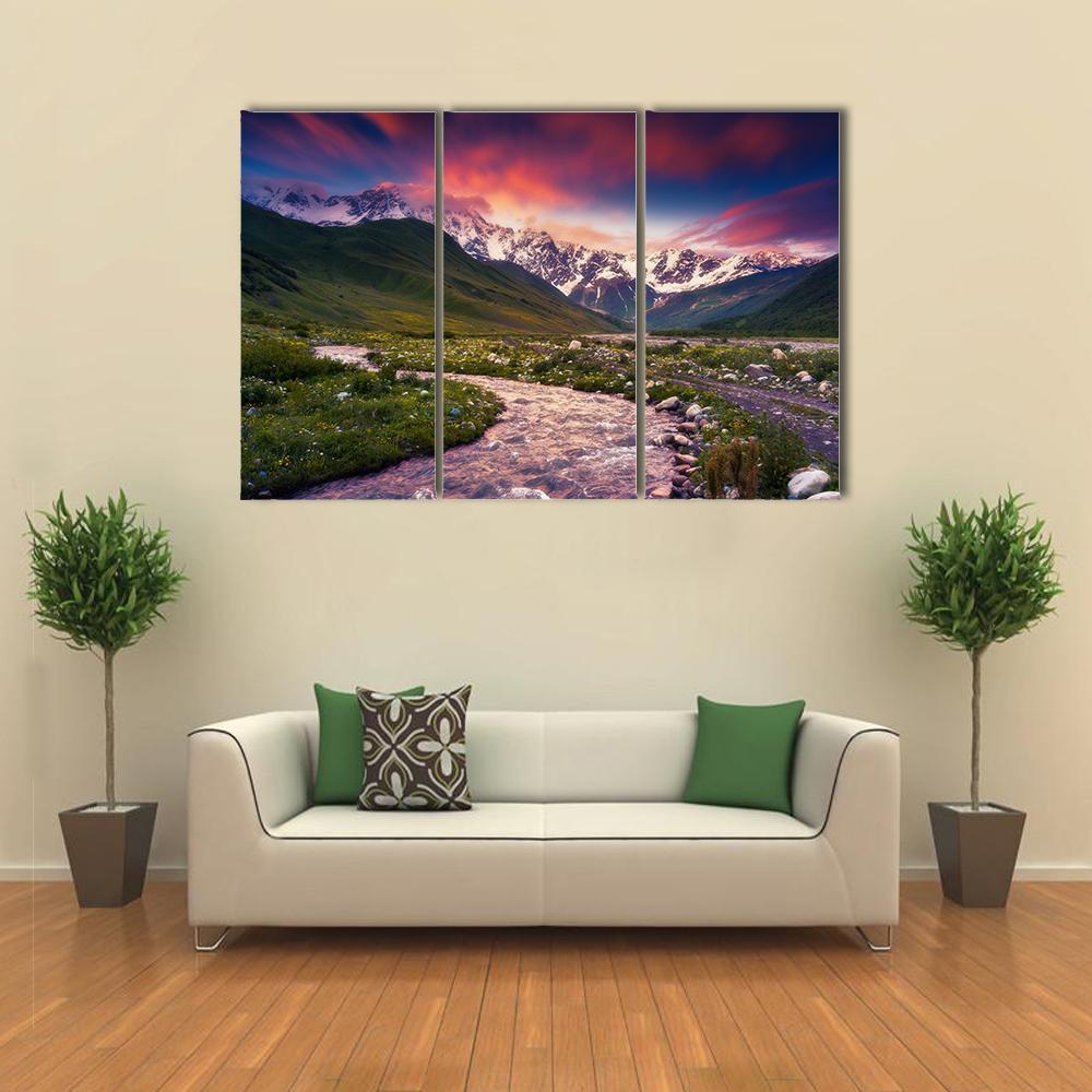 Mt Shkhara Georgia Canvas Wall Art-3 Horizontal-Gallery Wrap-37" x 24"-Tiaracle