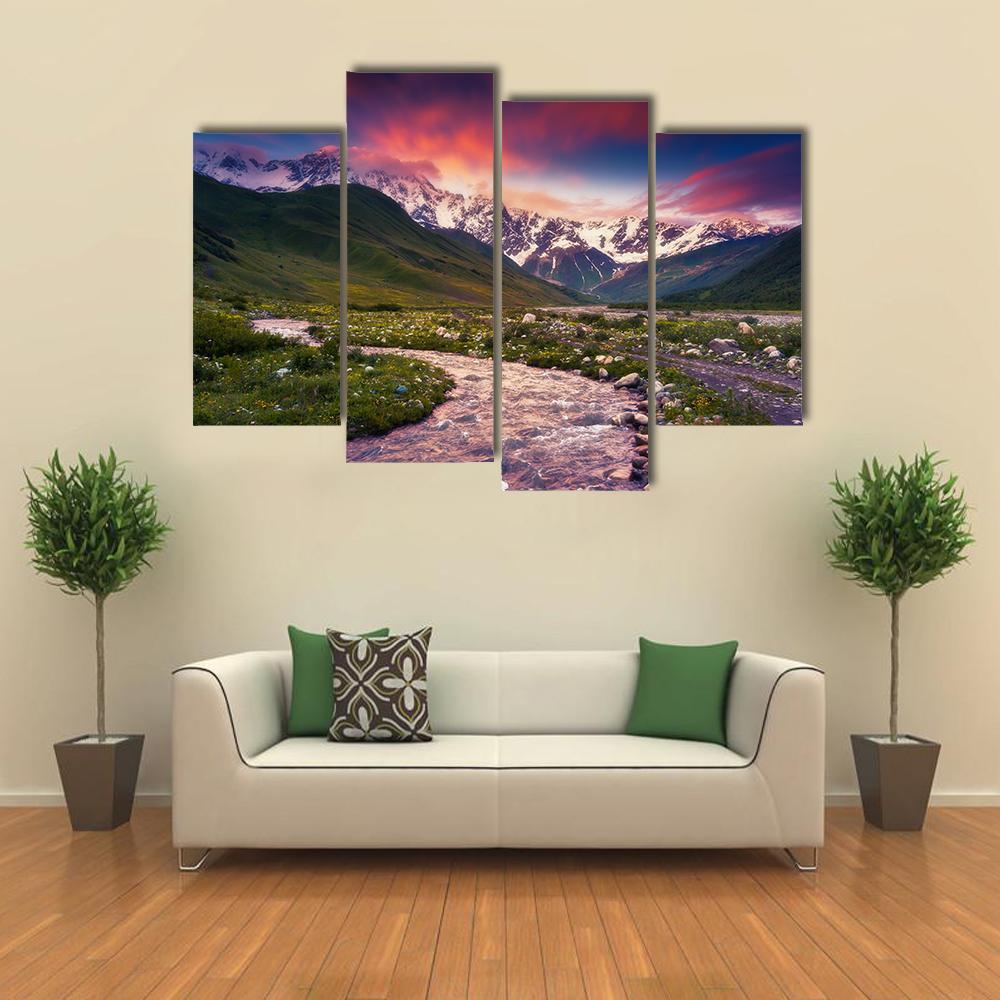 Mt Shkhara Georgia Canvas Wall Art-4 Pop-Gallery Wrap-50" x 32"-Tiaracle