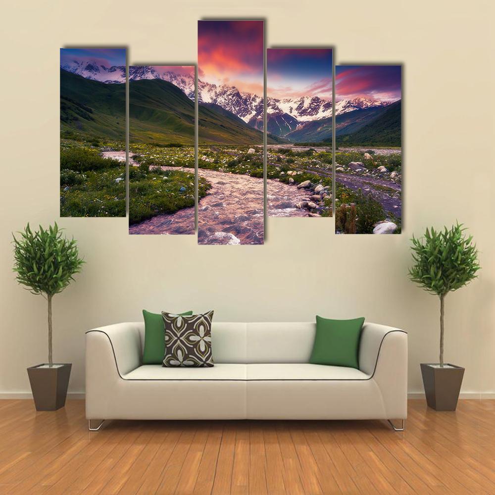 Mt Shkhara Georgia Canvas Wall Art-5 Pop-Gallery Wrap-47" x 32"-Tiaracle