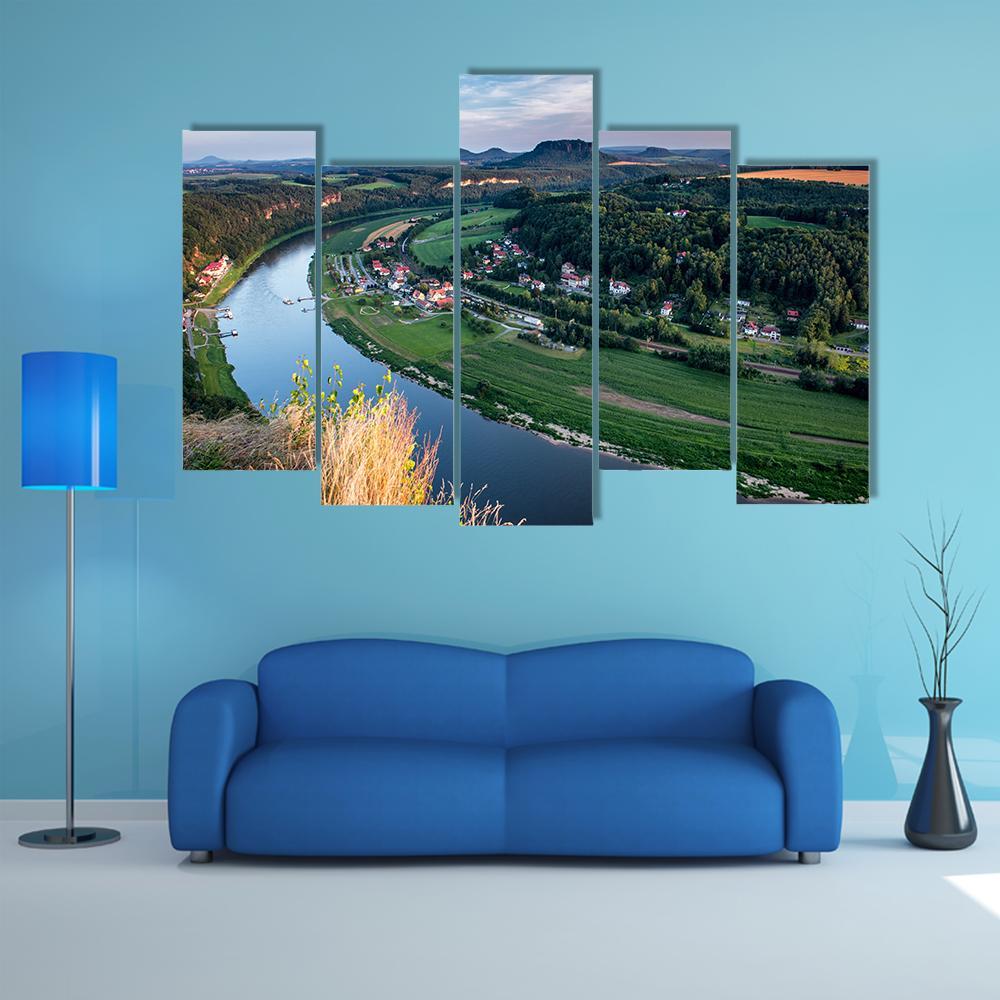 Valley In Germany Canvas Wall Art-5 Pop-Gallery Wrap-47" x 32"-Tiaracle