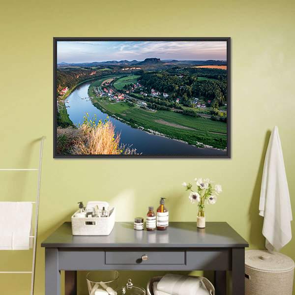 Valley In Germany Canvas Wall Art-1 Piece-Floating Frame-24" x 16"-Tiaracle