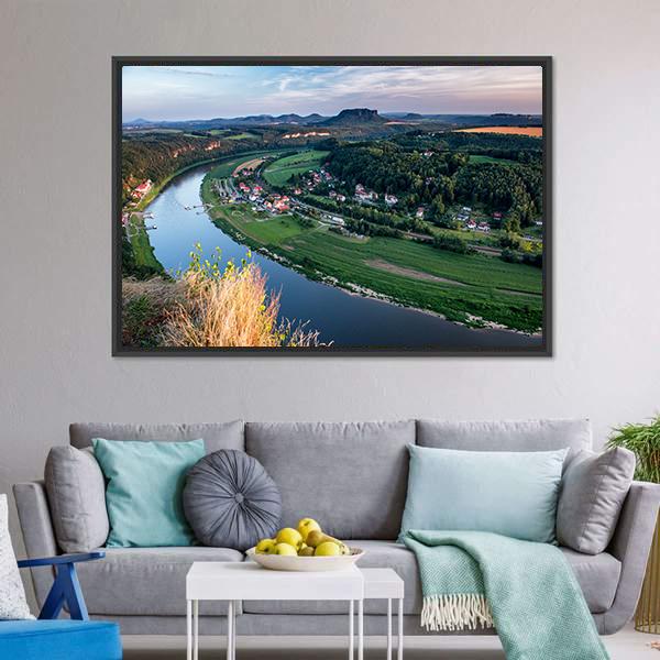 Valley In Germany Canvas Wall Art-3 Horizontal-Gallery Wrap-25" x 16"-Tiaracle
