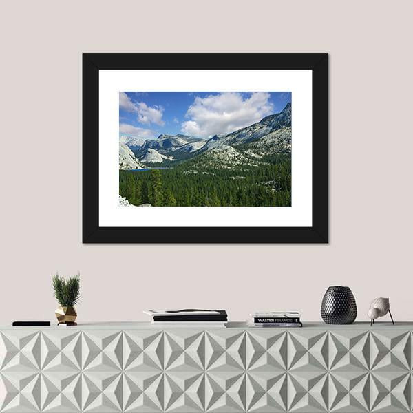 Valley In Mountain Park Yosemite Canvas Wall Art-1 Piece-Framed Print-20" x 16"-Tiaracle