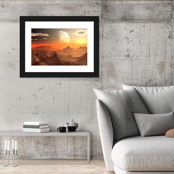Valley Of The Alien Kings With Moon Canvas Wall Art-5 Horizontal-Gallery Wrap-22" x 12"-Tiaracle