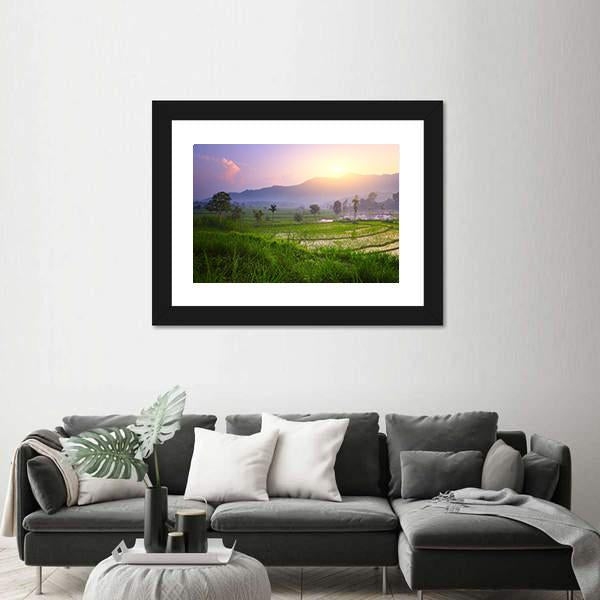 Valley With Rice Terraces And Trees Canvas Wall Art-3 Horizontal-Gallery Wrap-25" x 16"-Tiaracle