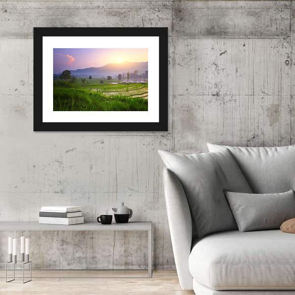 Valley With Rice Terraces And Trees Canvas Wall Art-3 Horizontal-Gallery Wrap-25" x 16"-Tiaracle