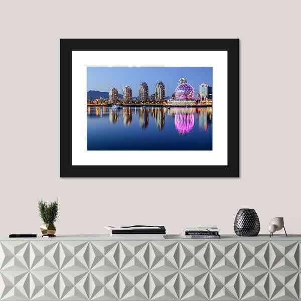 Vancouver At Night Canvas Wall Art-1 Piece-Framed Print-30" x 20"-Tiaracle