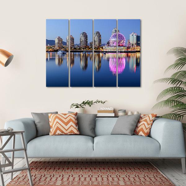 Vancouver At Night Canvas Wall Art-4 Horizontal-Gallery Wrap-34" x 24"-Tiaracle