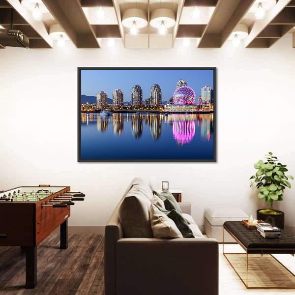 Vancouver At Night Canvas Wall Art-5 Horizontal-Gallery Wrap-22" x 12"-Tiaracle