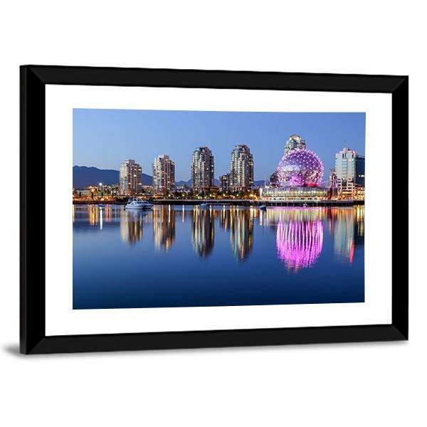 Vancouver At Night Canvas Wall Art-5 Horizontal-Gallery Wrap-22" x 12"-Tiaracle