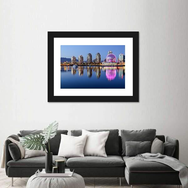 Vancouver At Night Canvas Wall Art-5 Horizontal-Gallery Wrap-22" x 12"-Tiaracle