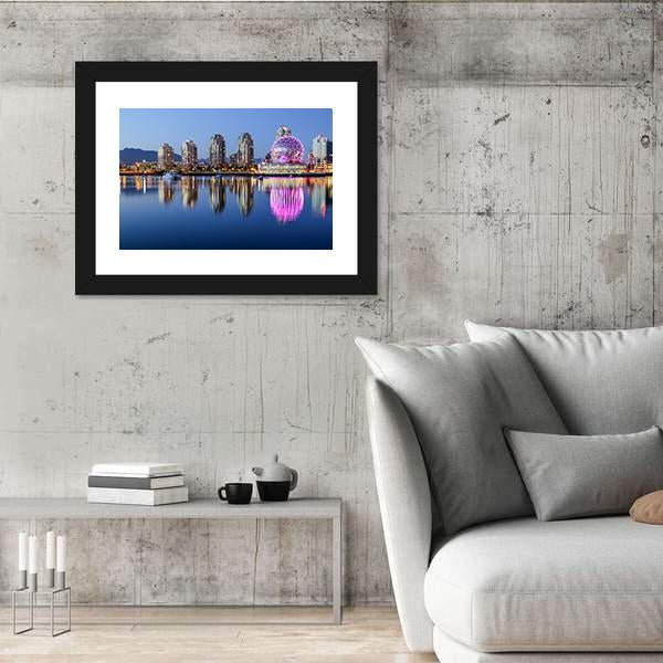 Vancouver At Night Canvas Wall Art-5 Horizontal-Gallery Wrap-22" x 12"-Tiaracle