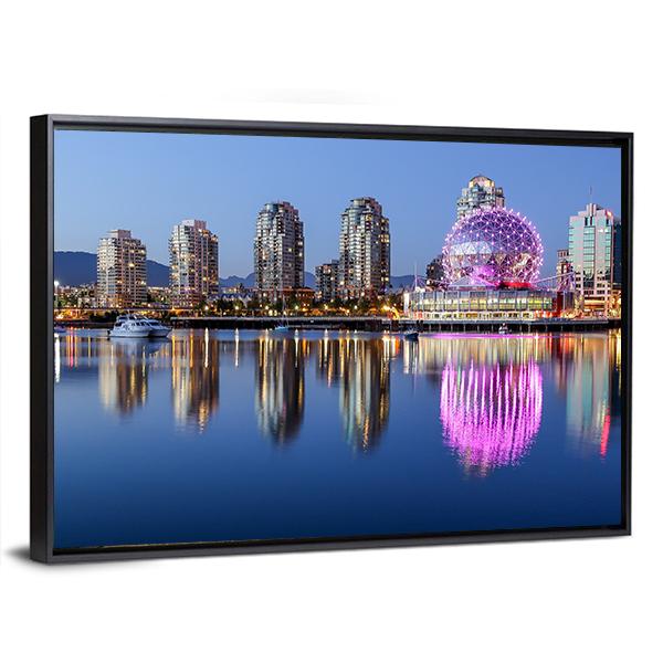 Vancouver At Night Canvas Wall Art-5 Horizontal-Gallery Wrap-22" x 12"-Tiaracle