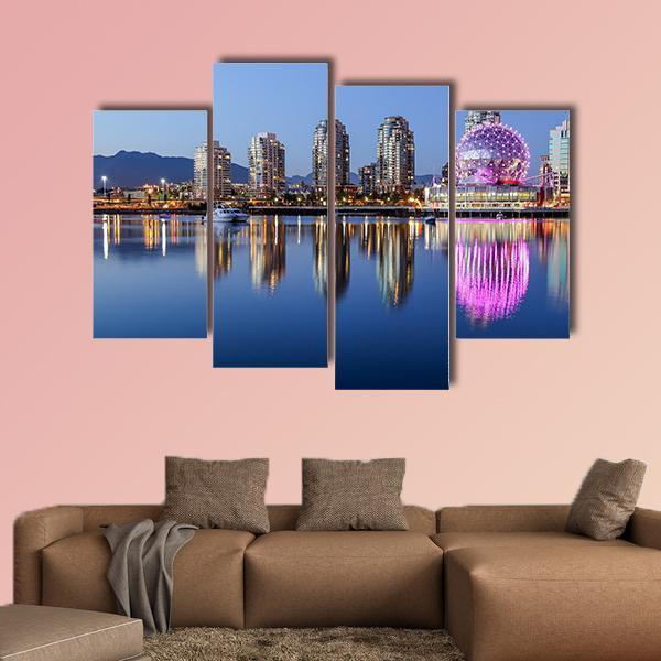 Vancouver At Night Canvas Wall Art-4 Pop-Gallery Wrap-50" x 32"-Tiaracle