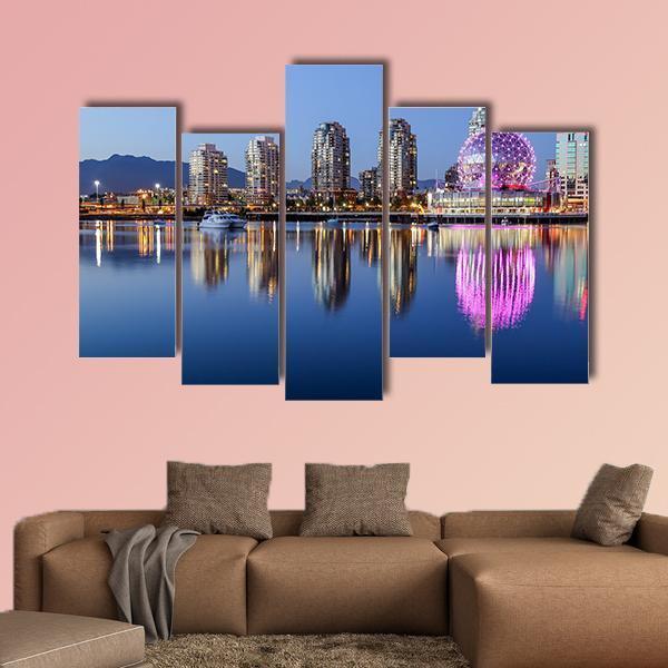 Vancouver At Night Canvas Wall Art-5 Pop-Gallery Wrap-47" x 32"-Tiaracle