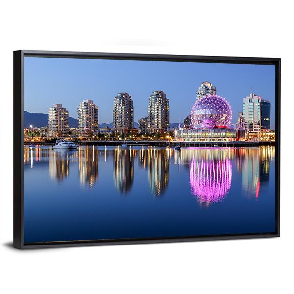 Vancouver At Night Canvas Wall Art-3 Horizontal-Gallery Wrap-25" x 16"-Tiaracle