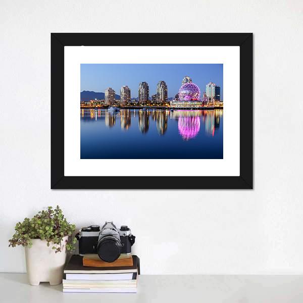 Vancouver At Night Canvas Wall Art-3 Horizontal-Gallery Wrap-25" x 16"-Tiaracle