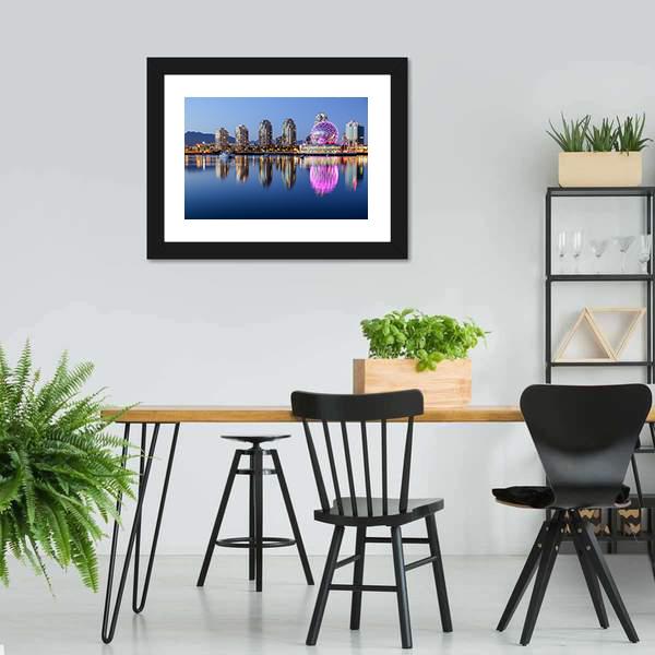 Vancouver At Night Canvas Wall Art-3 Horizontal-Gallery Wrap-25" x 16"-Tiaracle