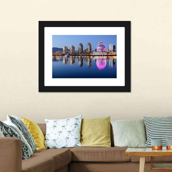 Vancouver At Night Canvas Wall Art-1 Piece-Framed Print-20" x 16"-Tiaracle