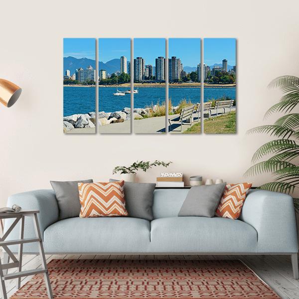 Vancouver City Skyline At Waterfront Canvas Wall Art-5 Horizontal-Gallery Wrap-22" x 12"-Tiaracle