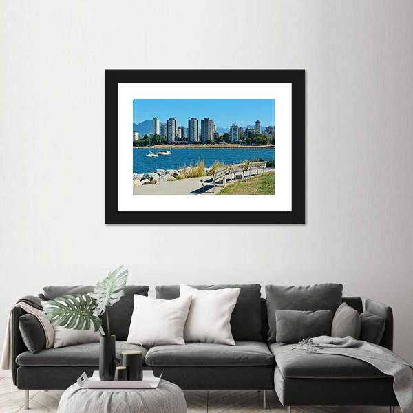 Vancouver City Skyline At Waterfront Panoramic Canvas Wall Art-1 Piece-36" x 12"-Tiaracle