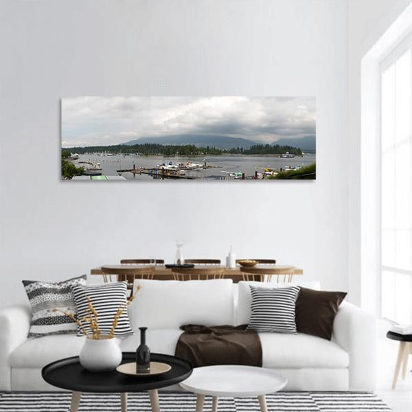 Vancouver City View Panoramic Canvas Wall Art-3 Piece-25" x 08"-Tiaracle