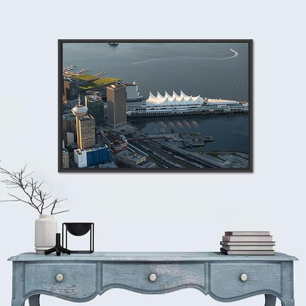Vancouver Downtown Canvas Wall Art-1 Piece-Floating Frame-24" x 16"-Tiaracle
