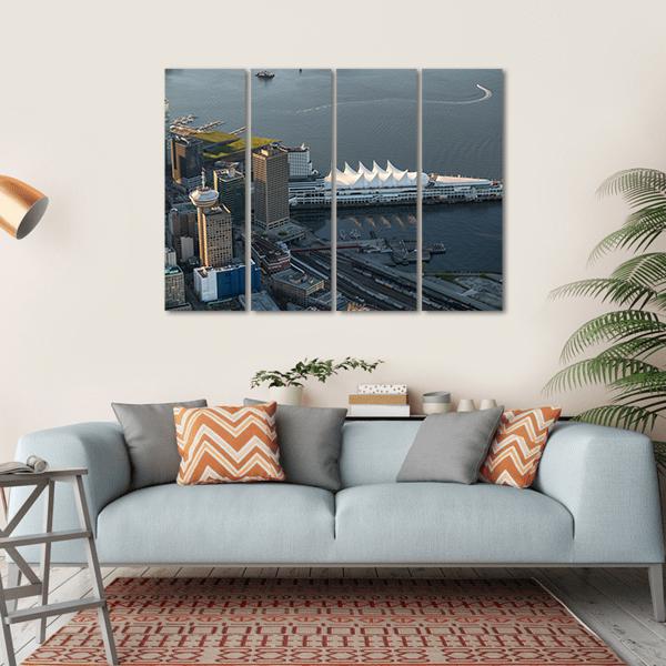 Vancouver Downtown Canvas Wall Art-4 Horizontal-Gallery Wrap-34" x 24"-Tiaracle