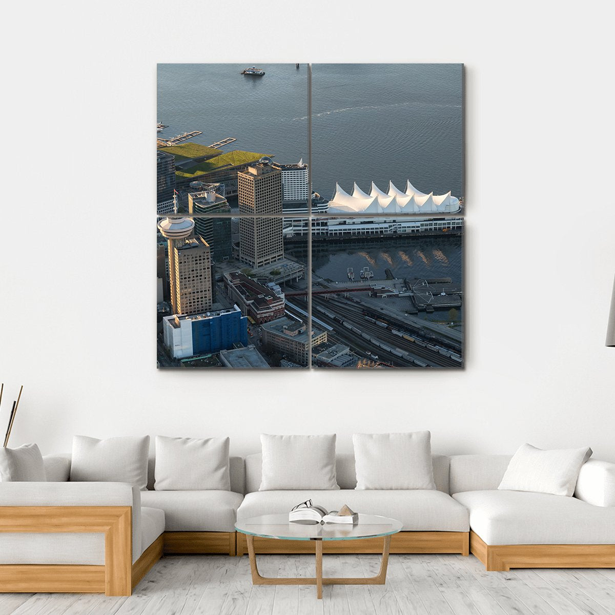 Vancouver Downtown Canvas Wall Art-4 Square-Gallery Wrap-17" x 17"-Tiaracle