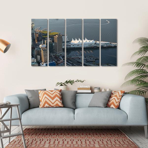 Vancouver Downtown Canvas Wall Art-5 Horizontal-Gallery Wrap-22" x 12"-Tiaracle